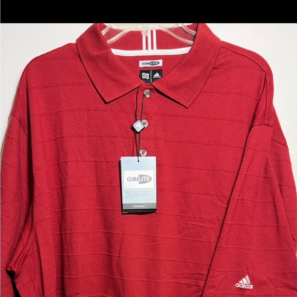 NWT Adidas Men's Red 2XL Climalite Short Sleeve Polo Shirt